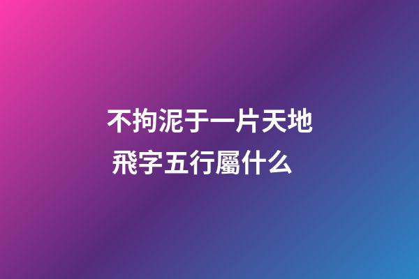 不拘泥于一片天地 飛字五行屬什么